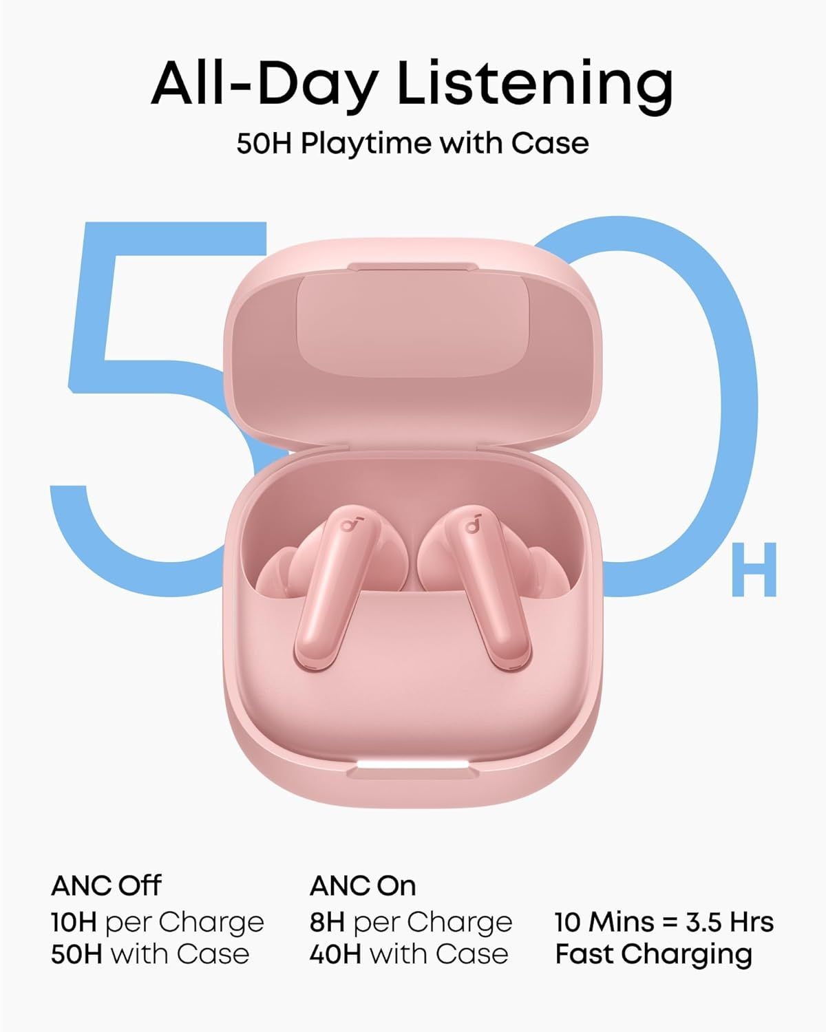 Handsfree Bluetooth Anker SoundCore R60i, TWS, ANC, Vaaleanpunainen D1202G51