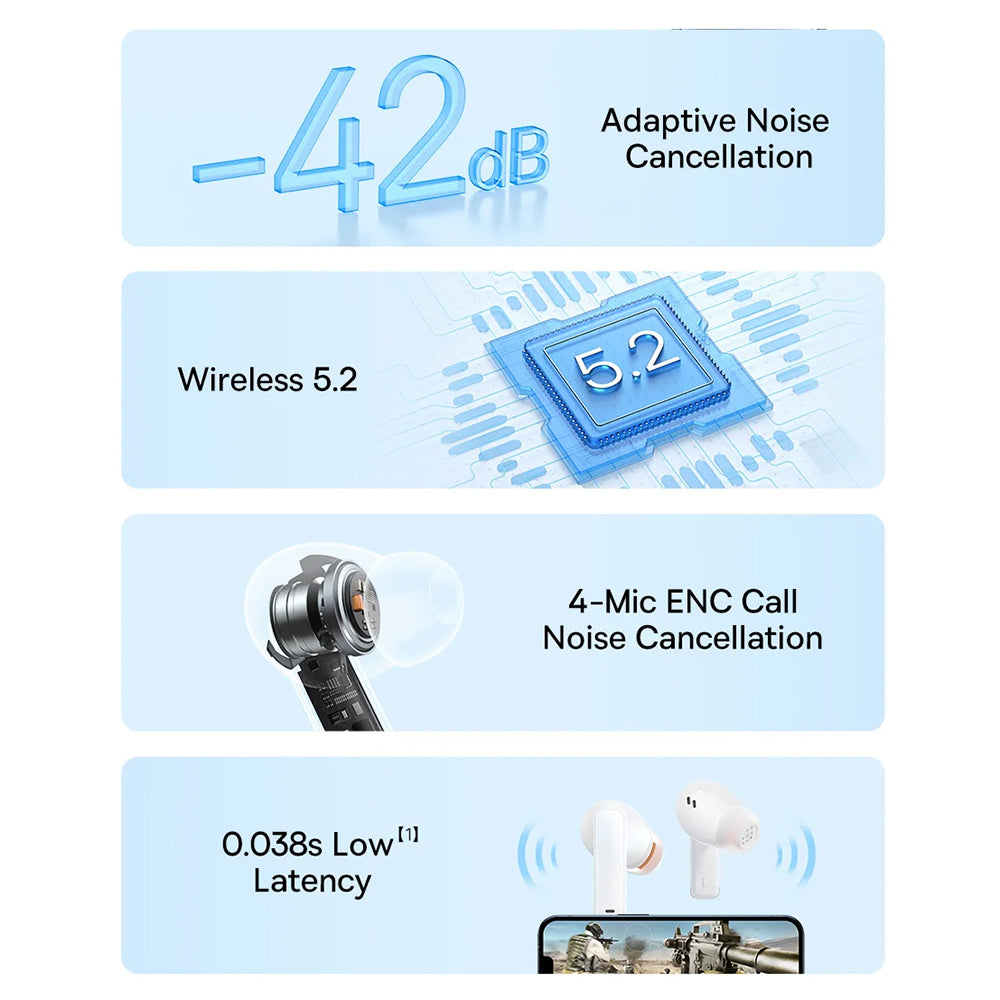 Handsfree Bluetooth Baseus Bowie M2, TWS, Valkoinen A00024000221-Z1