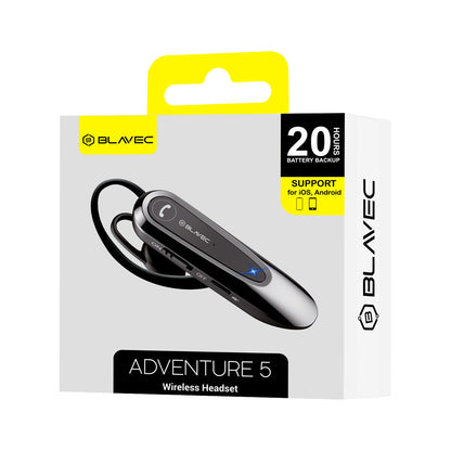 Handsfree Bluetooth Blavec Adventure 5, MultiPoint, A2DP, Musta BHAD5-B