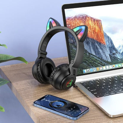 Handsfree Bluetooth Borofone BO18 Cat Ear, A2DP, Musta