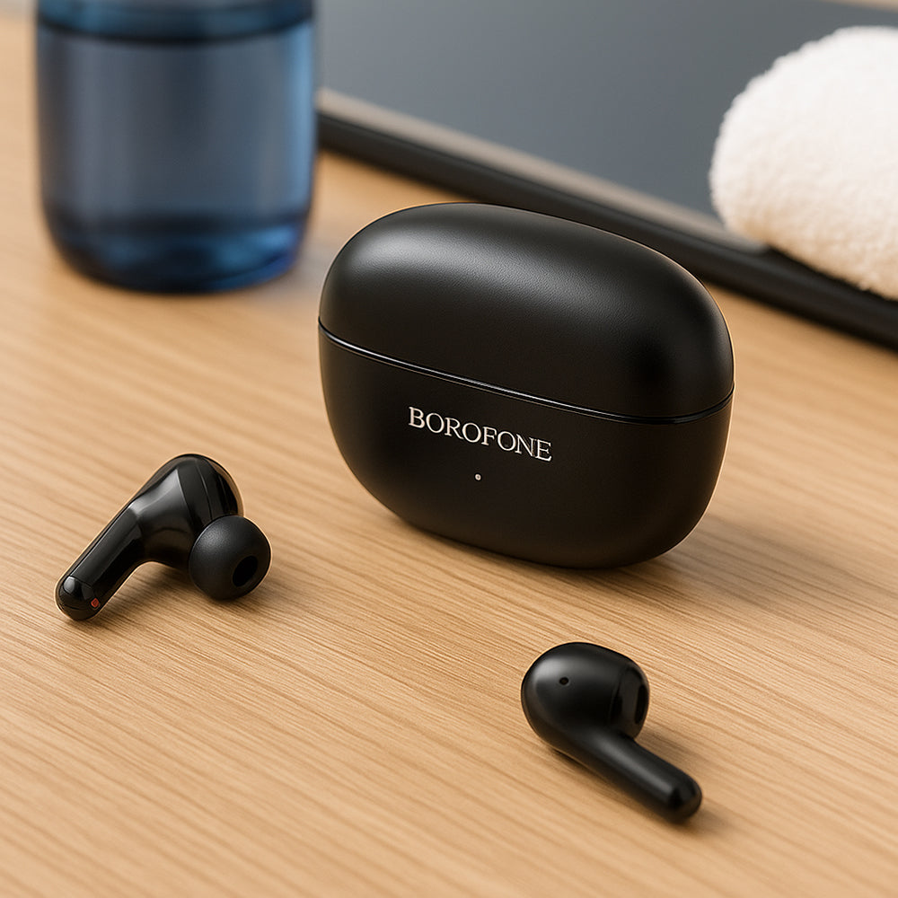 Handsfree Bluetooth Borofone FQ1 Shine, TWS, Musta