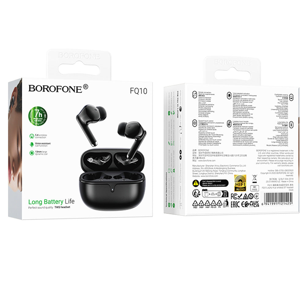 Handsfree Bluetooth Borofone FQ10 Joyful, TWS, Musta