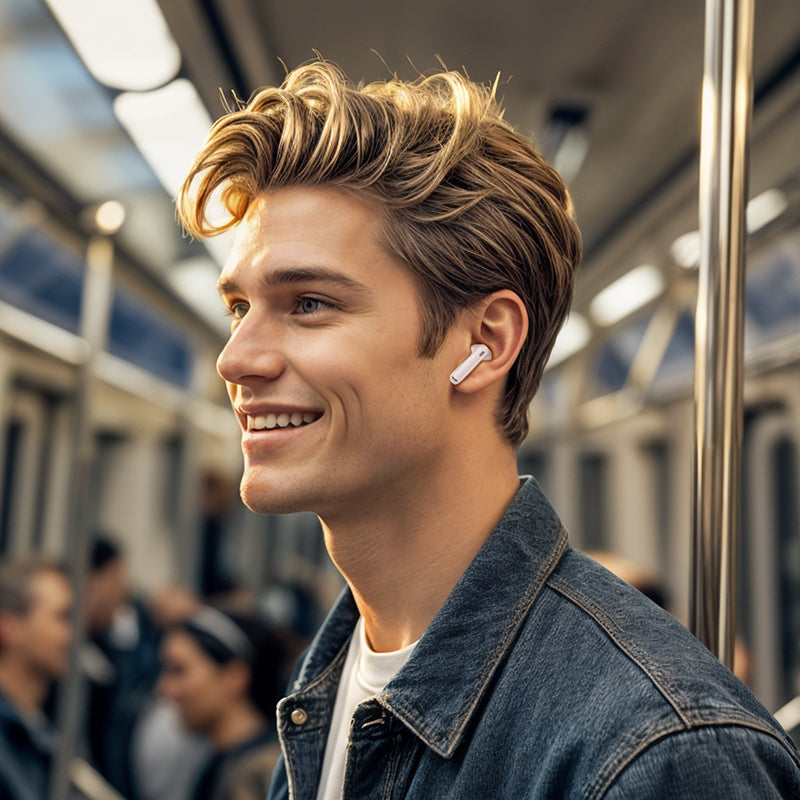Handsfree Bluetooth Borofone FQ7 Treasure, TWS, ANC, MultiPoint, Valkoinen
