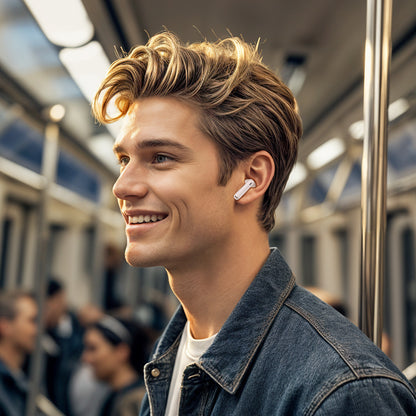 Handsfree Bluetooth Borofone FQ7 Treasure, TWS, ANC, MultiPoint, Valkoinen