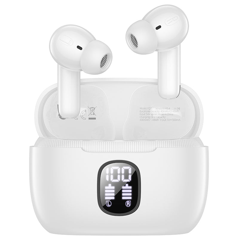 Handsfree Bluetooth Borofone FQ7 Treasure, TWS, ANC, MultiPoint, Valkoinen