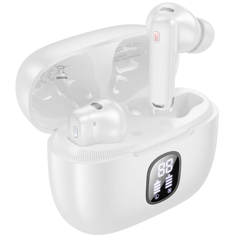 Handsfree Bluetooth Borofone FQ7 Treasure, TWS, ANC, MultiPoint, Valkoinen