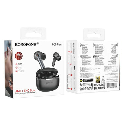 Handsfree Bluetooth Borofone FQ9 Plus Peaceful, TWS, ANC, Musta
