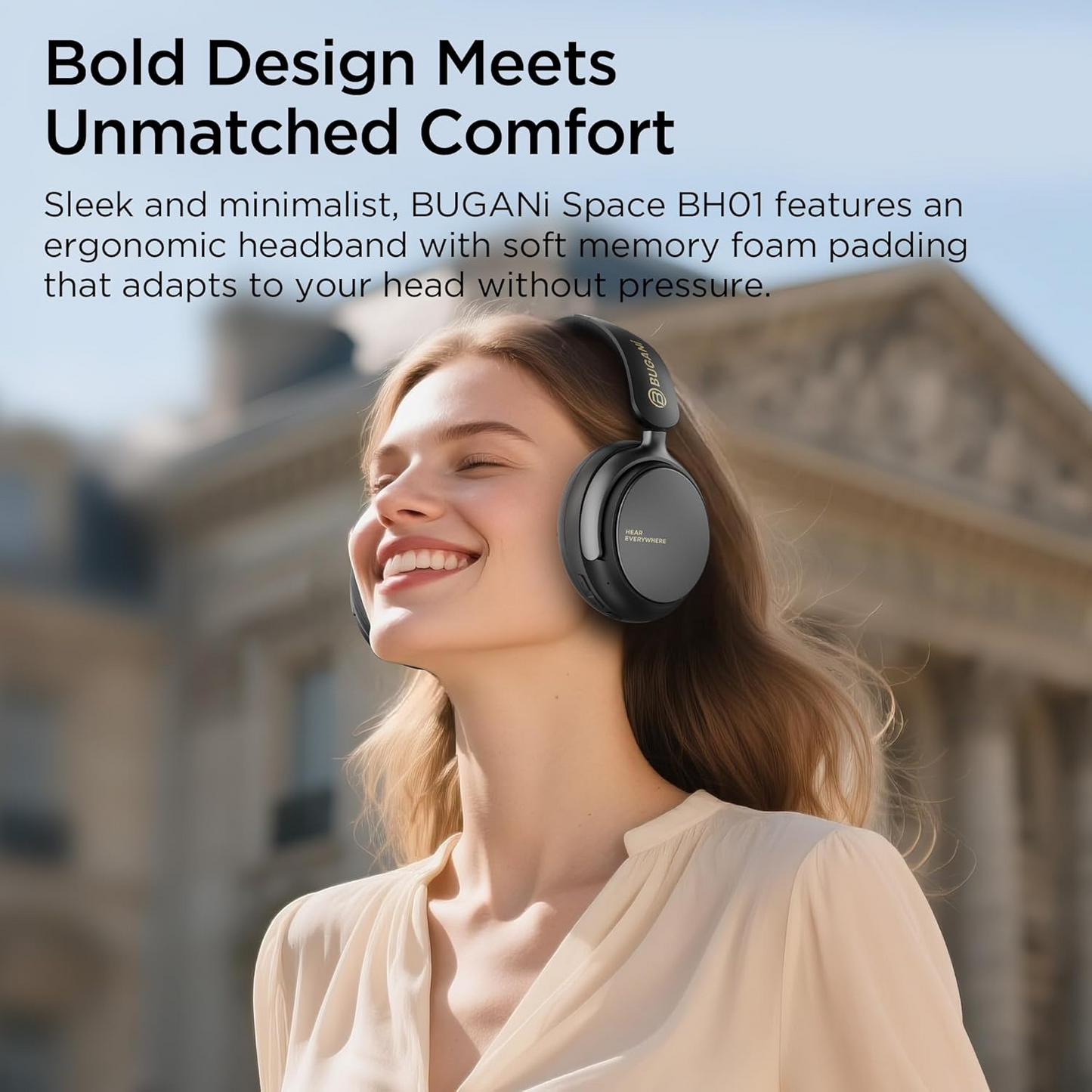 Handsfree Bluetooth Bugani Space BH01, MultiPoint, A2DP, ANC, Musta