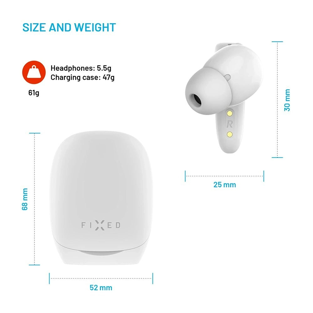 Handsfree Bluetooth Fixed Pods, TWS, Valkoinen
