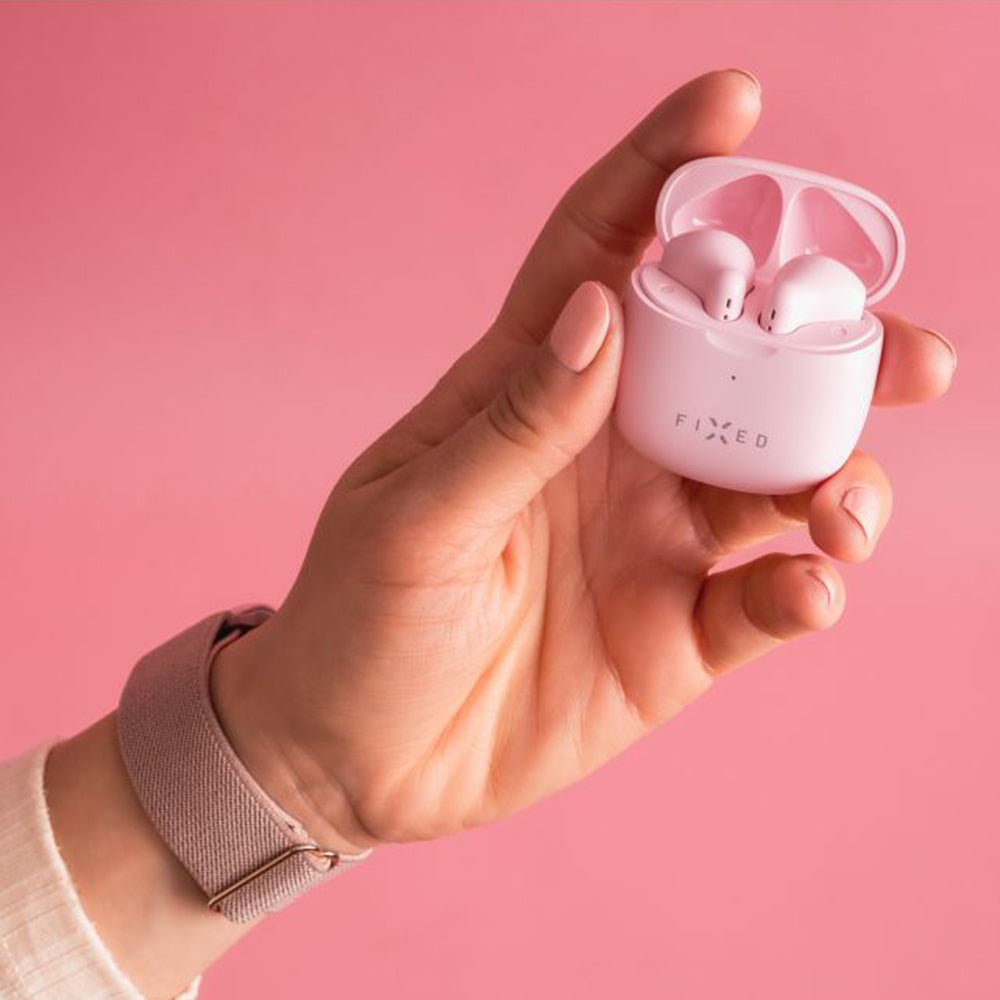 Handsfree Bluetooth kiinteä, TWS, vaaleanpunainen