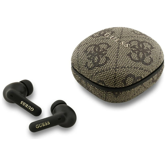 Handsfree Bluetooth Guess 4G Classic Metal Logo, TWS, Ruskea
