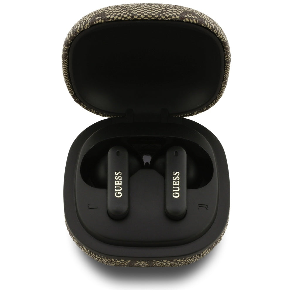 Handsfree Bluetooth Guess 4G Classic Metal Logo, TWS, Ruskea