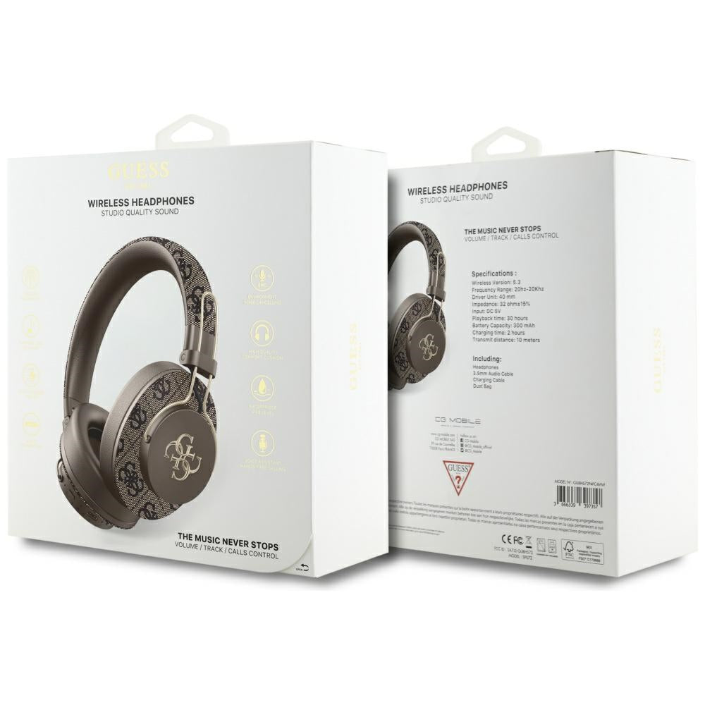 Handsfree Bluetooth Guess 4G Metal Logo, A2DP, Ruskea