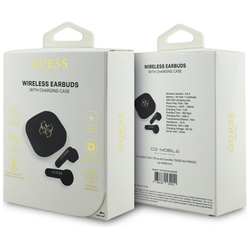 Handsfree Bluetooth Guess 4G Metal Logo, TWS, Valkoinen