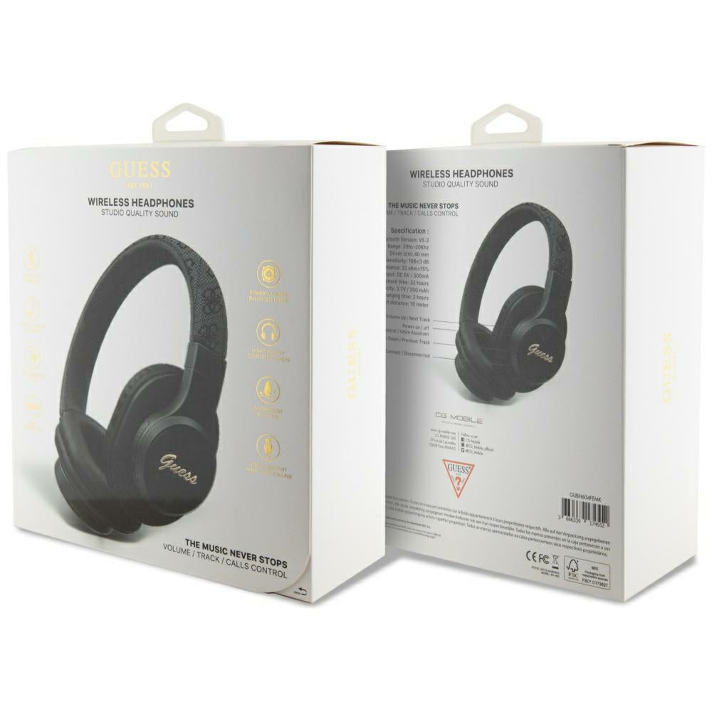 Handsfree Bluetooth Guess 4G Tone on Tone Script Logo, A2DP, Musta