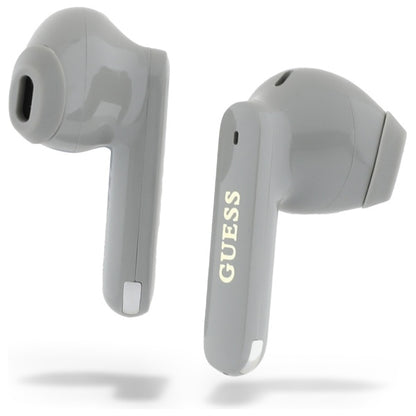 Handsfree Bluetooth Guess Elongated Metallic Printed Logo, TWS, Harmaa