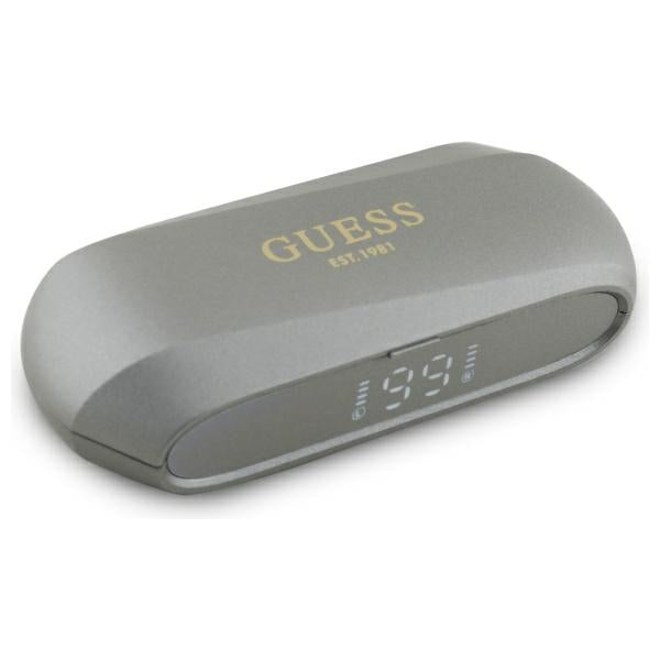Handsfree Bluetooth Guess Elongated Metallic Printed Logo, TWS, Harmaa