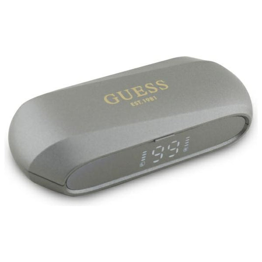 Handsfree Bluetooth Guess Elongated Metallic Printed Logo, TWS, Harmaa
