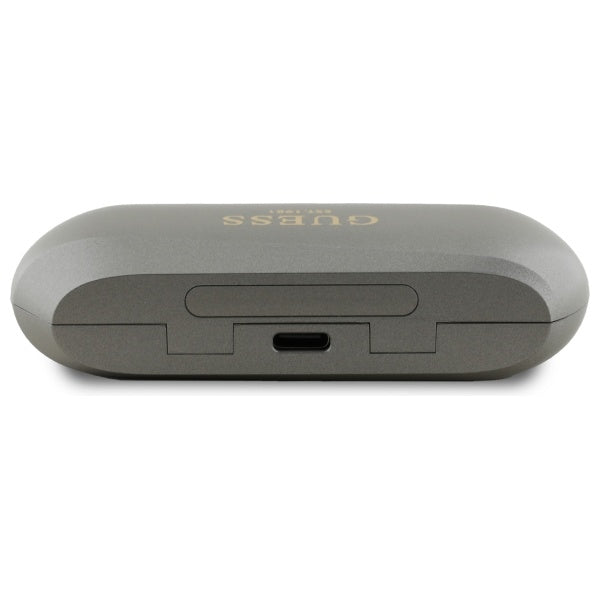 Handsfree Bluetooth Guess Elongated Metallic Printed Logo, TWS, Harmaa