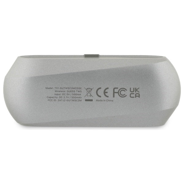 Handsfree Bluetooth Guess Elongated Metallic Printed Logo, TWS, Harmaa