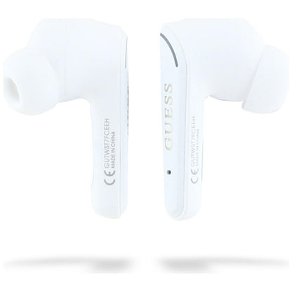 Handsfree Bluetooth Guess Flat Classic Logo Electroplated, TWS, White