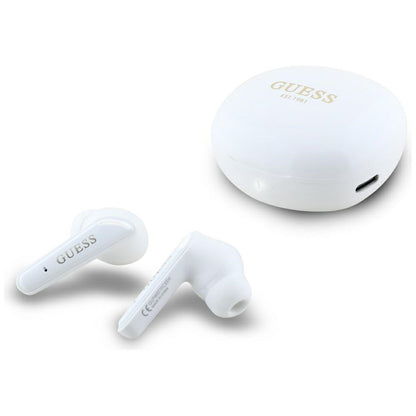 Handsfree Bluetooth Guess Flat Classic Logo Electroplated, TWS, Valkoinen