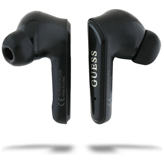 Handsfree Bluetooth Guess Flat Classic Logo Electroplated, TWS, Musta