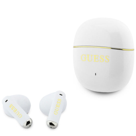 Handsfree Bluetooth Guess Glossy Gold Line Classic, TWS, Valkoinen