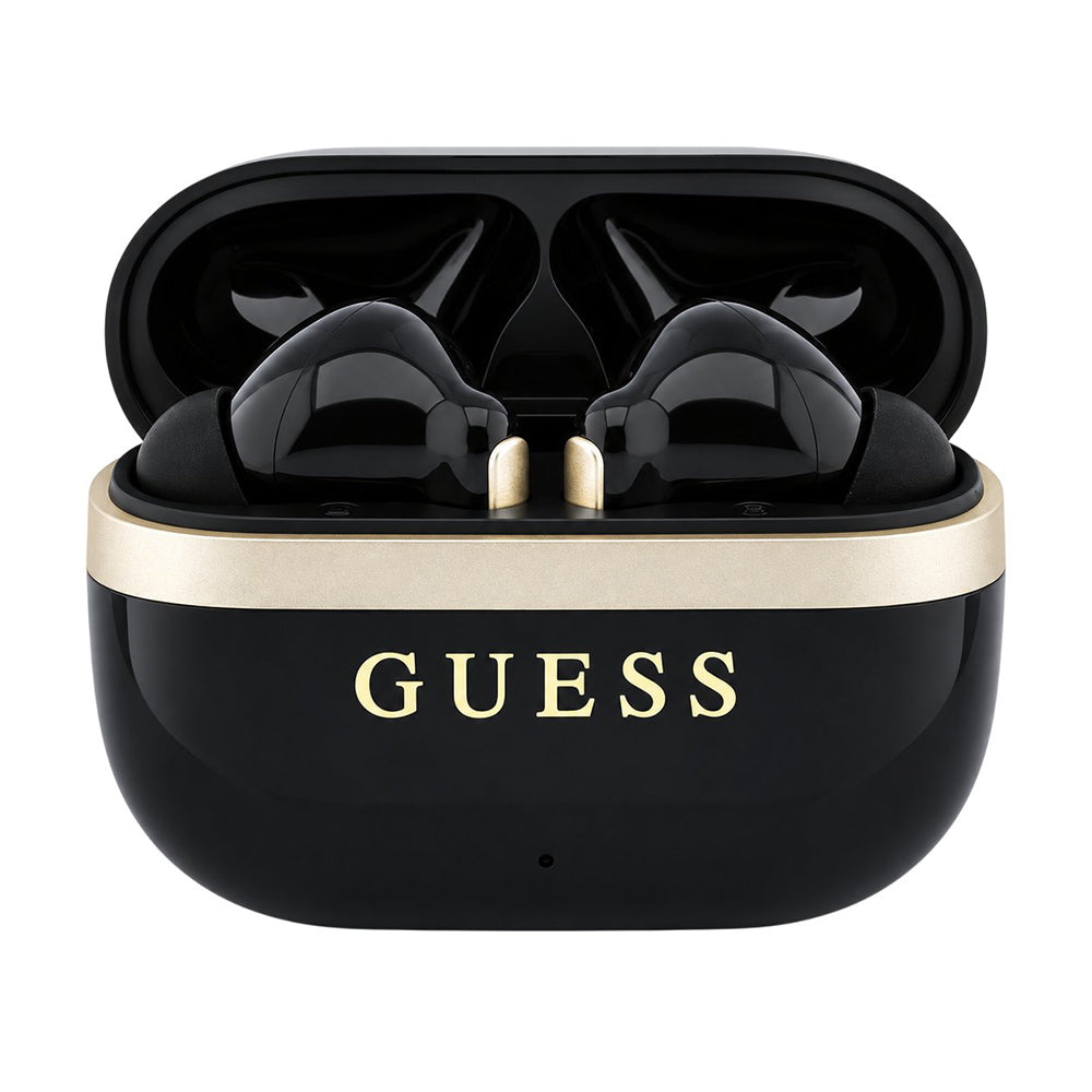 Guess Glossy Gold Line Printed Classic Logo -Bluetooth-handsfree-kuulokkeet, TWS, musta