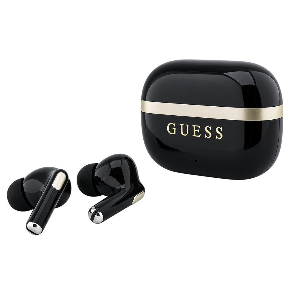 Guess Glossy Gold Line Printed Classic Logo -Bluetooth-handsfree-kuulokkeet, TWS, musta