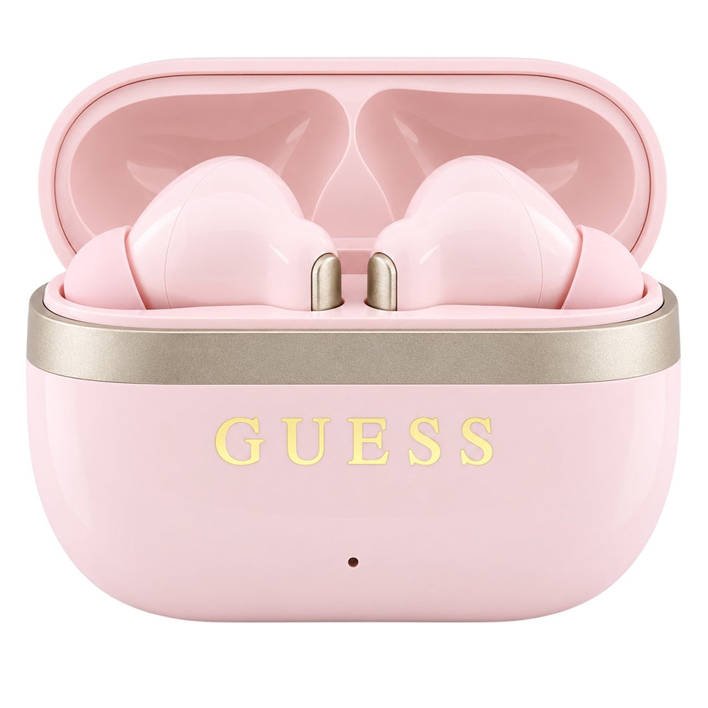 Guess Glossy Gold Line Printed Classic Logo -Bluetooth-handsfree-kuulokkeet, TWS, vaaleanpunainen