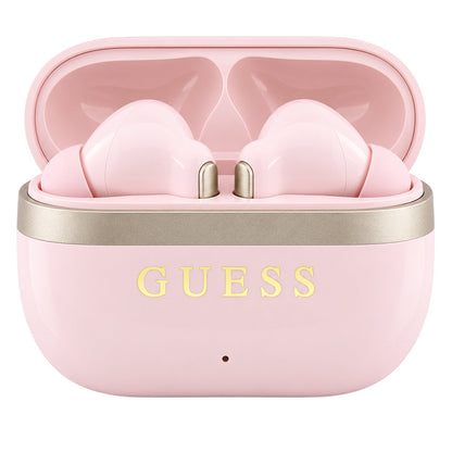 Guess Glossy Gold Line Printed Classic Logo -Bluetooth-handsfree-kuulokkeet, TWS, vaaleanpunainen