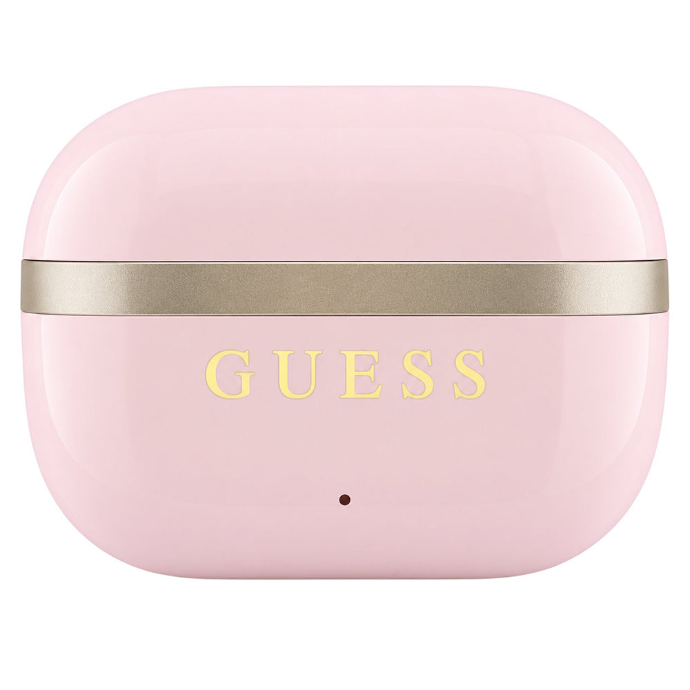 Guess Glossy Gold Line Printed Classic Logo -Bluetooth-handsfree-kuulokkeet, TWS, vaaleanpunainen