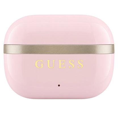 Guess Glossy Gold Line Printed Classic Logo -Bluetooth-handsfree-kuulokkeet, TWS, vaaleanpunainen
