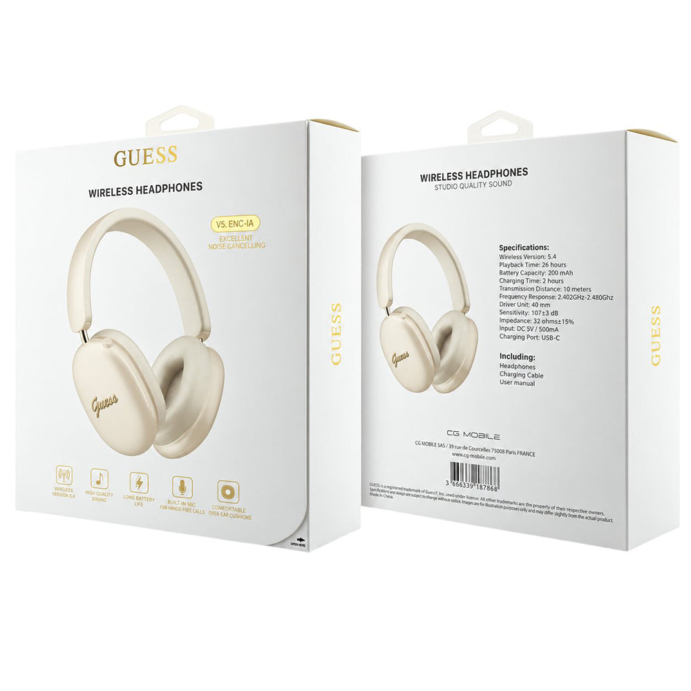 Guess Metal Script Logo Bluetooth-handsfree, A2DP, beige
