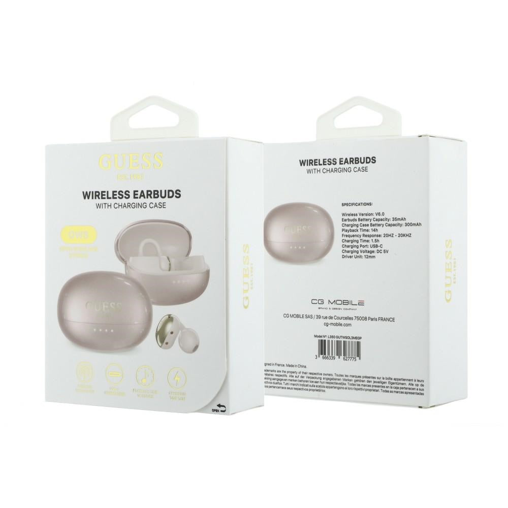 Handsfree Bluetooth Guess Metallipinta Elektropinnoitetut osat Klassinen, TWS, Vaaleanpunainen