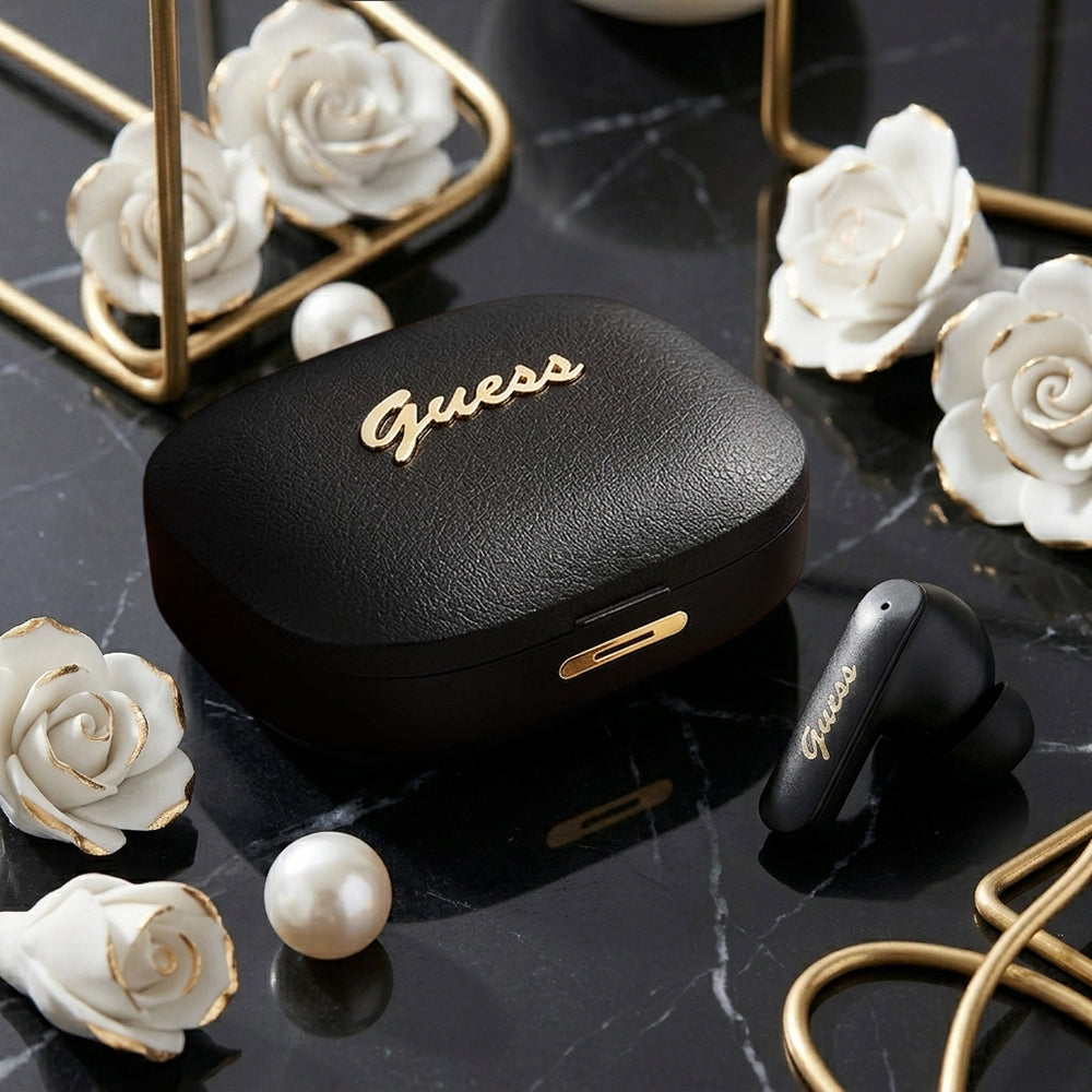 Handsfree Bluetooth Guess Script Metal Logo, TWS, Musta