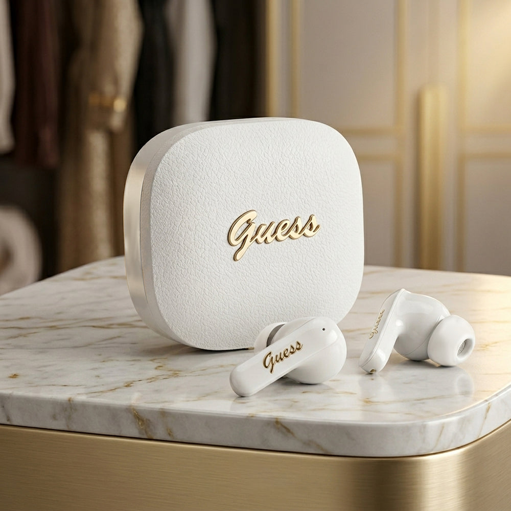 Handsfree Bluetooth Guess Script Metal Logo, TWS, Musta