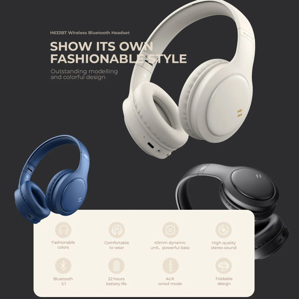 Handsfree Bluetooth HAVIT H633BT, Multipoint, A2DP, Sininen