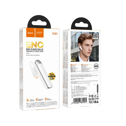 Handsfree Bluetooth HOCO E201, Valkoinen