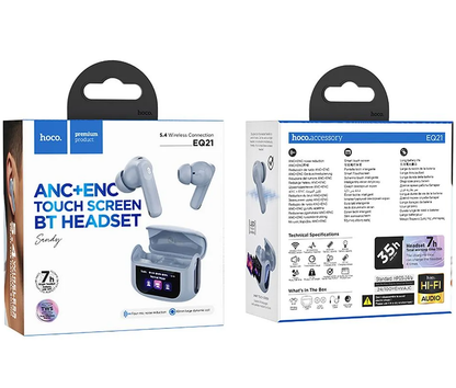 Handsfree Bluetooth HOCO EQ21, TWS, ANC, Sininen