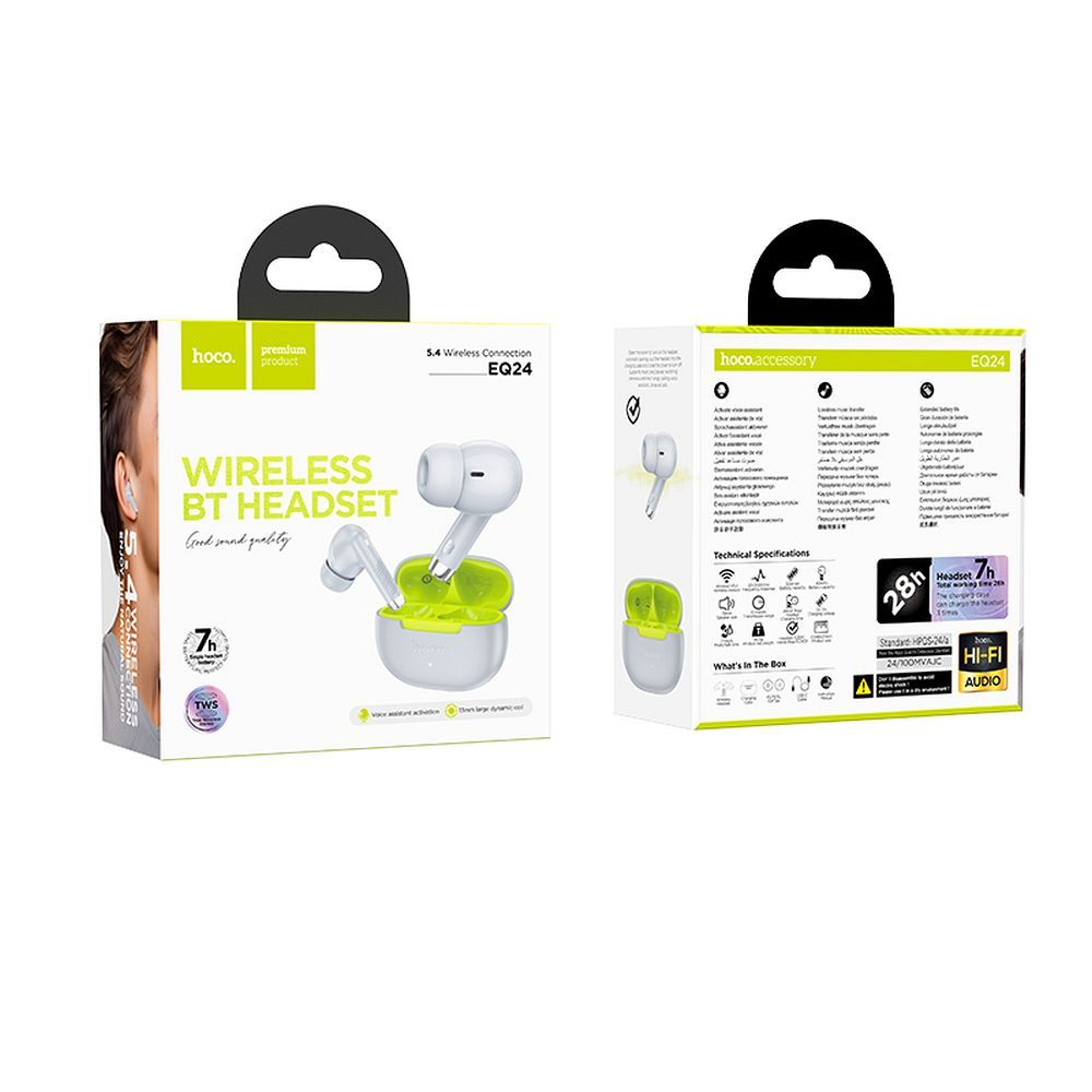 Handsfree Bluetooth HOCO EQ24, TWS, Harmaa