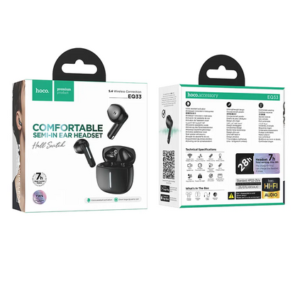 Handsfree Bluetooth HOCO EQ33, TWS, Musta