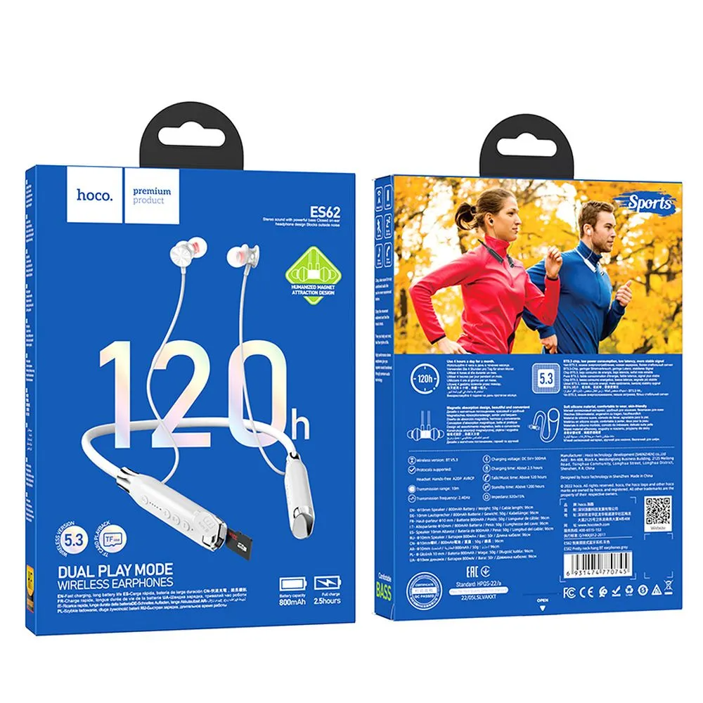 Handsfree Bluetooth HOCO ES62, A2DP, Harmaa