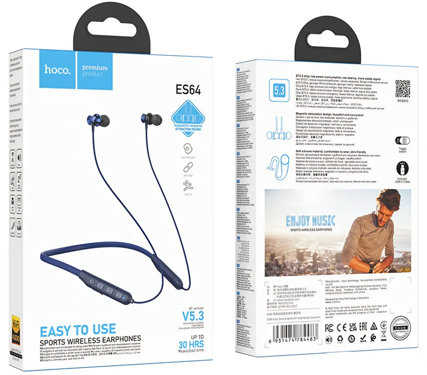 Handsfree Bluetooth HOCO ES64, A2DP, Sininen
