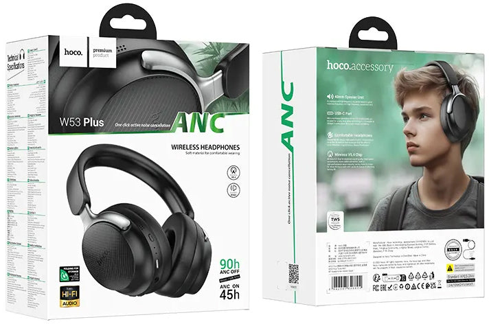 Handsfree Bluetooth HOCO W53 Plus, A2DP, ANC, Musta