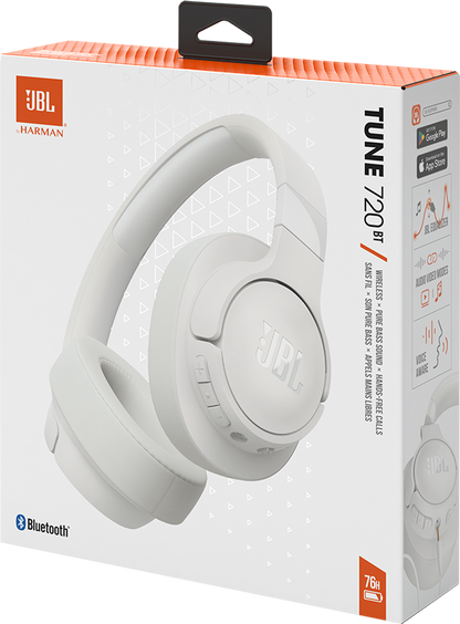 Handsfree Bluetooth JBL Tune 720BT, MultiPoint, A2DP, Valkoinen, Uudelleenpakattu JBLT720BTWHT