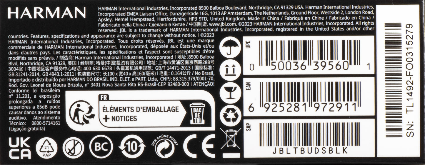 Handsfree Bluetooth JBL Tune Buds, TWS, ANC, Multipoint, Musta JBLTBUDSBLK