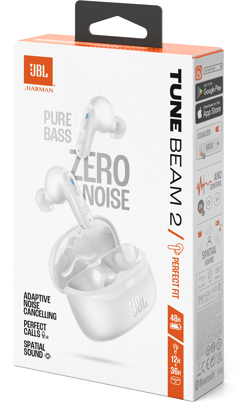 Handsfree Bluetooth JBL Tune Beam 2, TWS, ANC, MultiPoint, Valkoinen JBLTBEAM2WHT