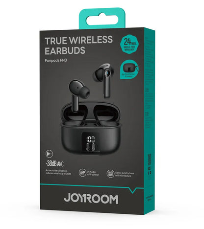 Handsfree Bluetooth Joyroom Funpods JR-FN3, TWS, ANC, Musta